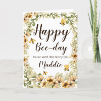 Honey Bee Birthday Card Bee and Sunflowers