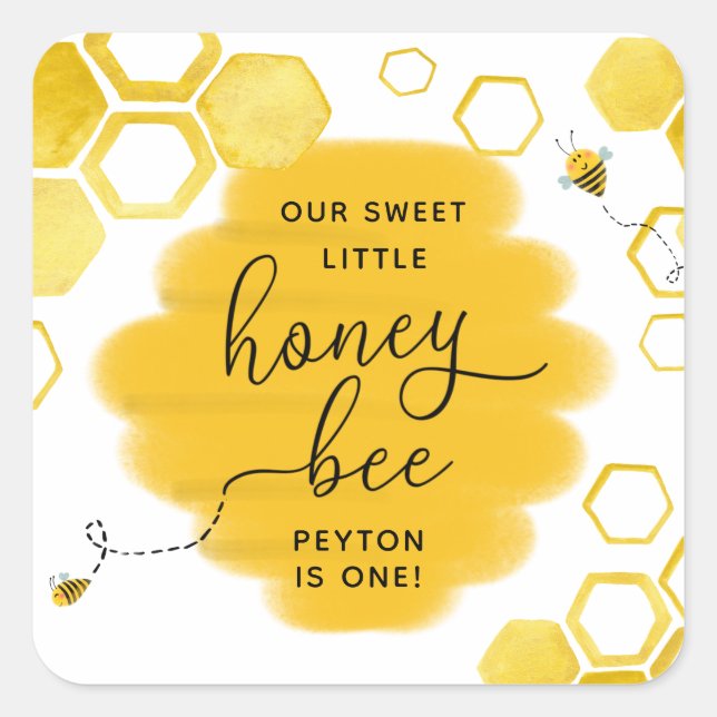 Honey Bee Birthday Favor Sticker (Front)