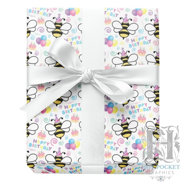 Honey Bee Birthday Gift Wrapping Paper (Creator Uploaded)