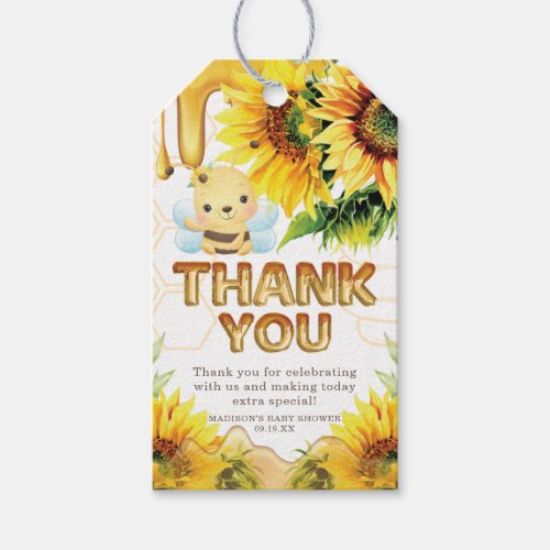 Honey Bee Birthday I Baby Shower Thank you Gift Tags