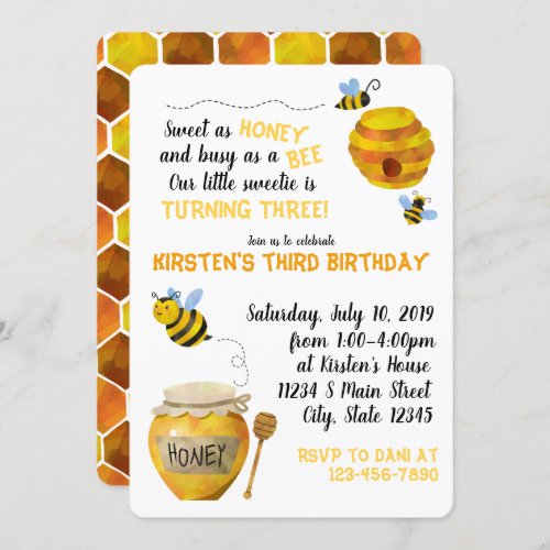 Honey Bee Birthday Invitation