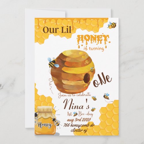 Honey Bee Birthday Invitation Card