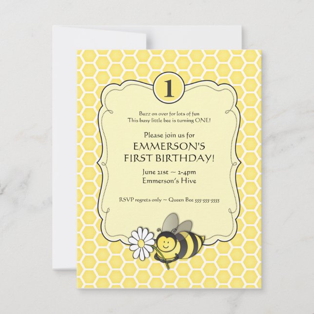 Honey Bee Birthday Invite (Front)