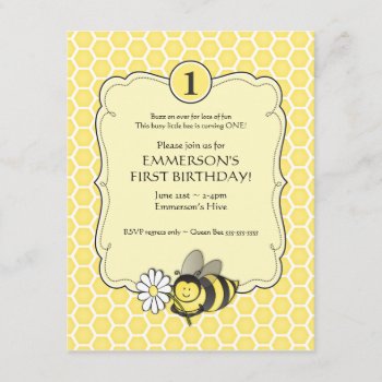 Honey Bee Birthday Invite by artladymanor at Zazzle