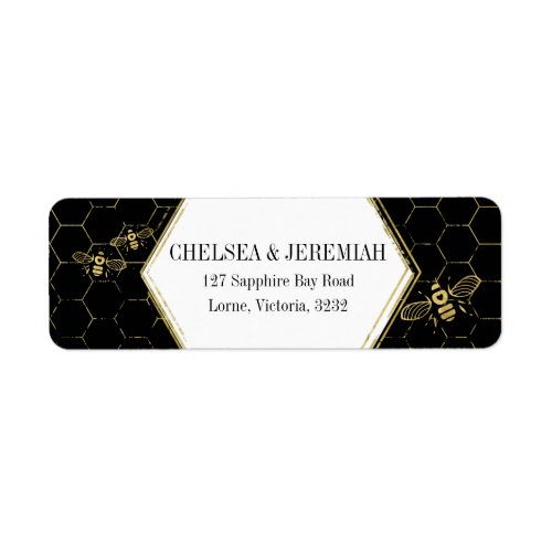 Honey Bee Black Gold Custom Return Address Label