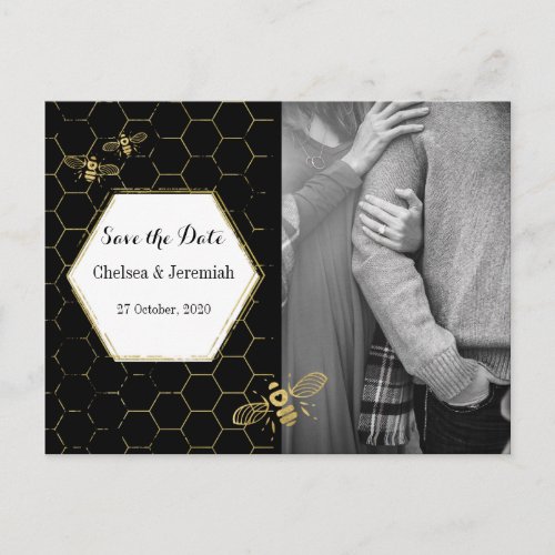Honey Bee Black Gold Photo Save the Date Postcard