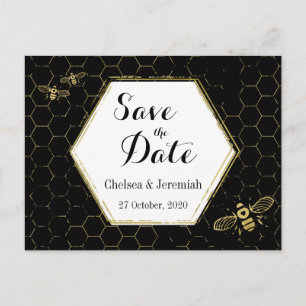 Honey Bee Black Gold Save the Date Postcard
