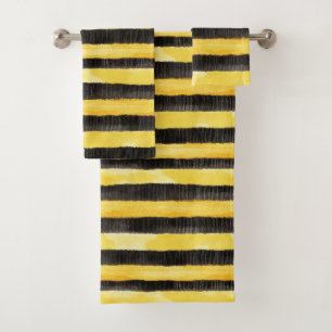 Honey Bee Black Gold Yellow Christmas Bath Towel Set