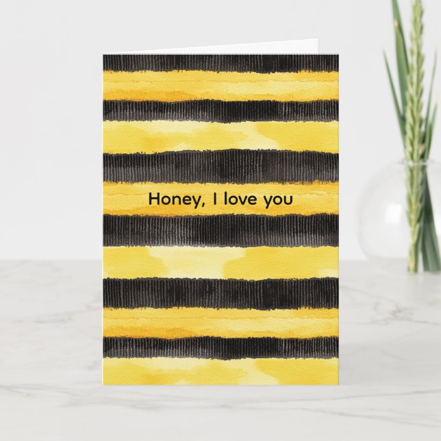 Honey Bee Black Gold Yellow Christmas Card (Front)