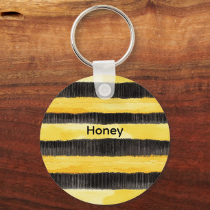 Honey Bee Black Gold Yellow Christmas Keychain