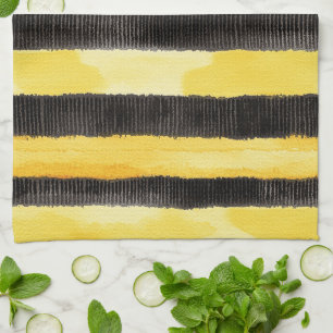 Honey Bee Black Gold Yellow Christmas Kitchen Towel