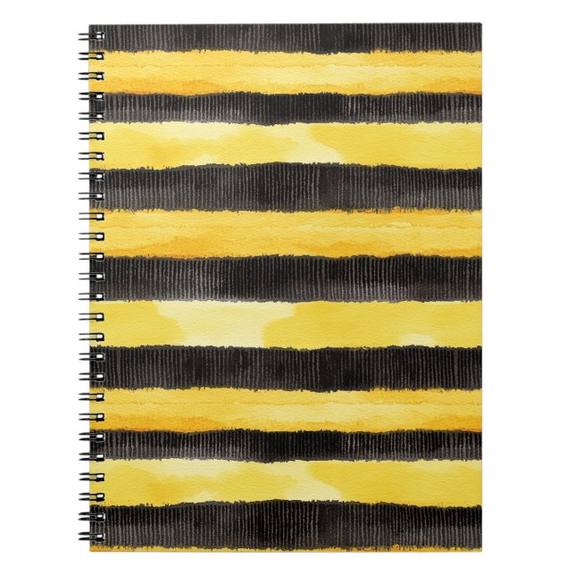 Honey Bee Black Gold Yellow Christmas Notebook (Front)
