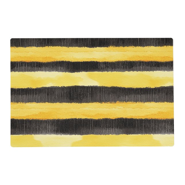 Honey Bee Black Gold Yellow Christmas Placemat (Front)