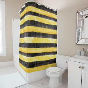 Honey Bee Black Gold Yellow Christmas Shower Curtain