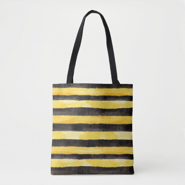 Honey Bee Black Gold Yellow Christmas Tote Bag (Front)