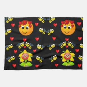 Honey bee black white decorative kitchen towel