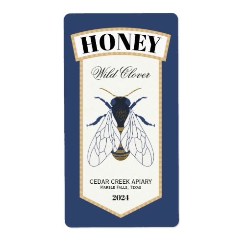 Honey Bee Blue and Gold Label