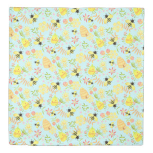 Honey Bee Blue Duvet Cover