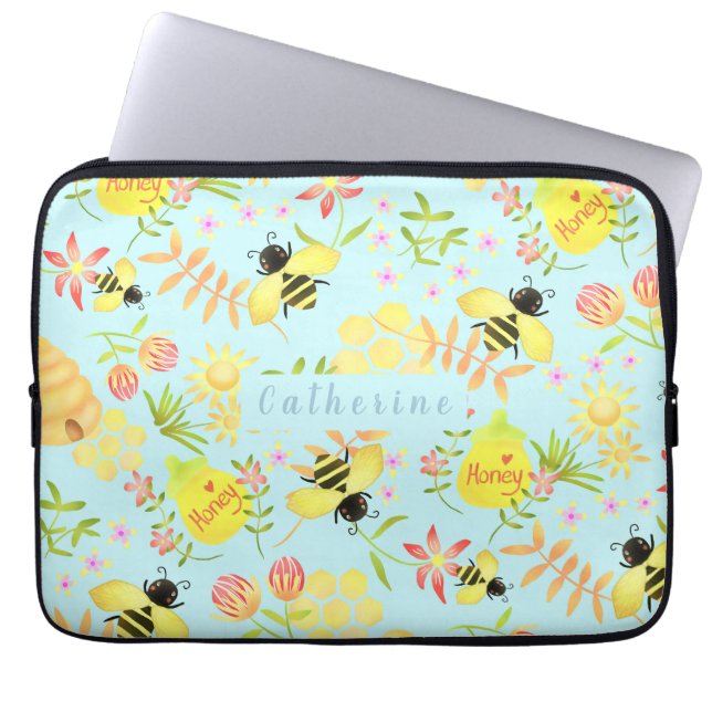 Honey Bee Blue Electronics Bag (Front)