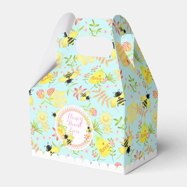 Honey Bee Blue Favor Boxes (Front Side)