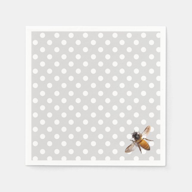 Honey Bee | blue-grey polka-dot pattern Napkins (Front)