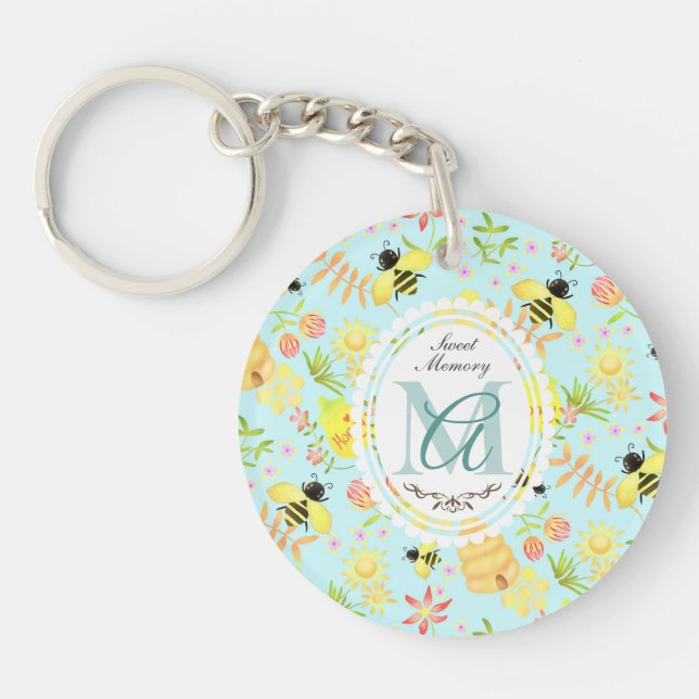 Honey Bee Blue Keychain (Front)