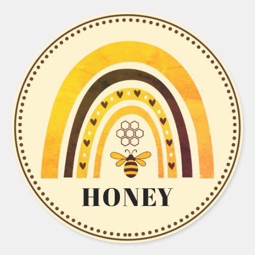 Honey Bee Boho Rainbow Honey Classic Round Sticker