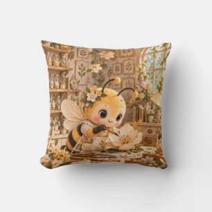 Honey Bee Botanical Paper Craft Studio Throw Pillow