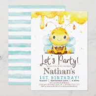 Honey Bee Boy Birthday Party Invitation