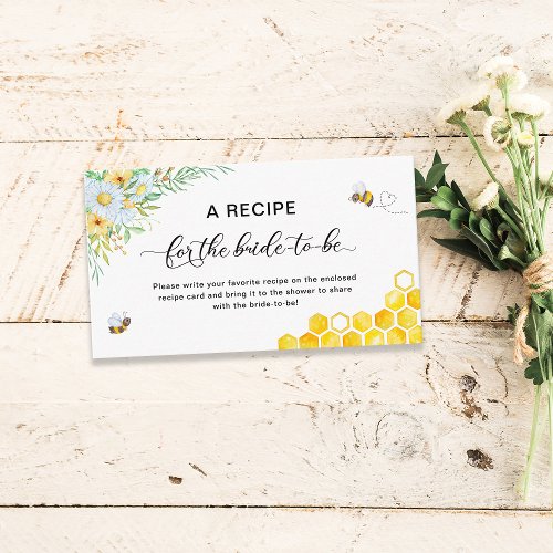 Honey Bee Bridal Shower Recipe Request Enclosure Card
