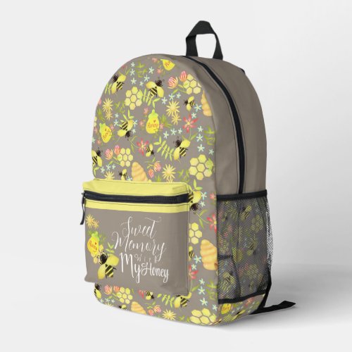 Honey Bee Brown Printed Backpack