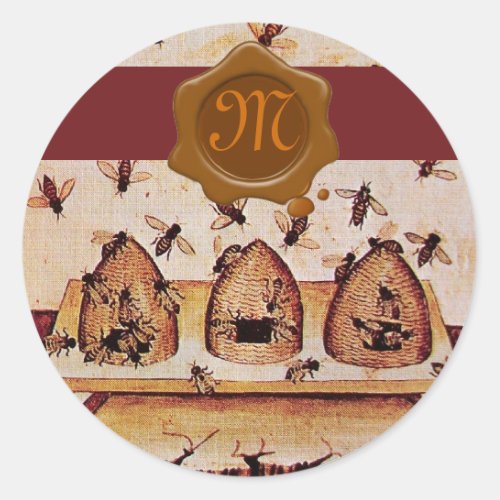 HONEY BEE BROWN WAX SEAL AND STRIPE  MONOGRAM