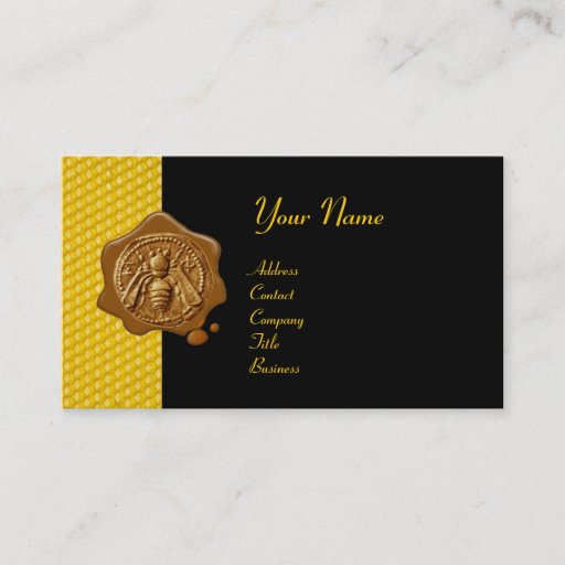 Customizable HONEY BEE BROWN WAX SEAL / Cupid the Honey Thief Business Card Template