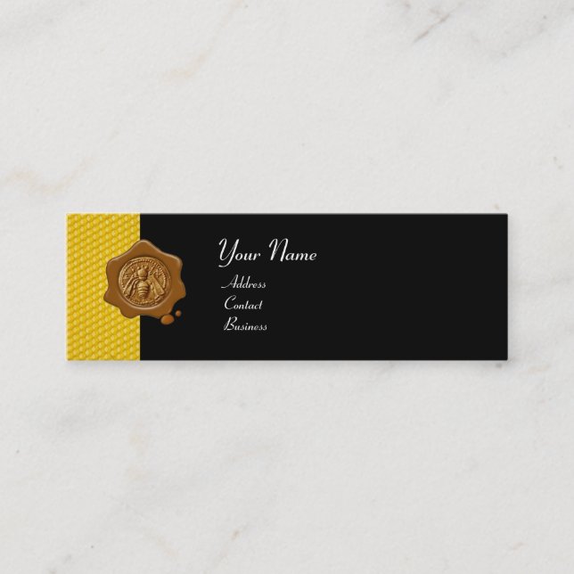 HONEY BEE BROWN WAX SEAL / Cupid the Honey Thief Mini Business Card (Front)