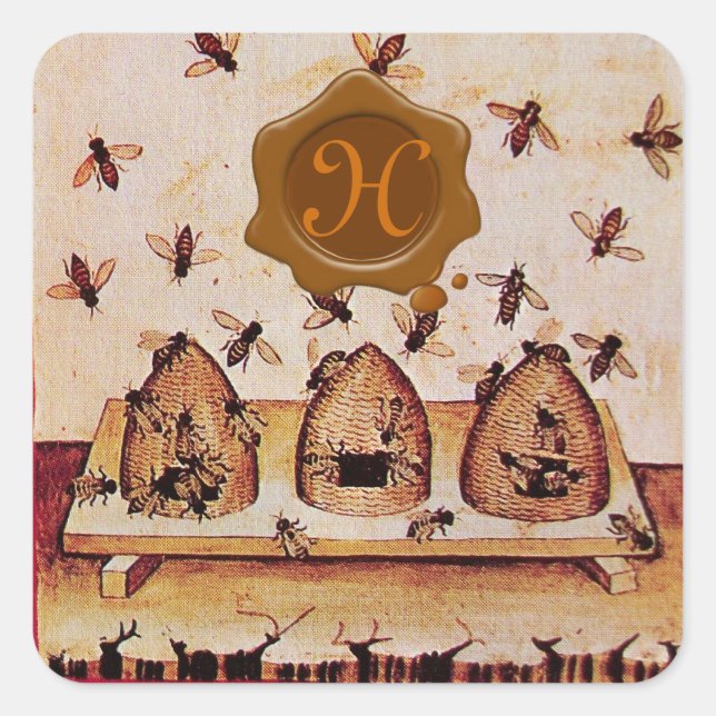HONEY BEE, BROWN WAX SEAL MONOGRAM (Front)