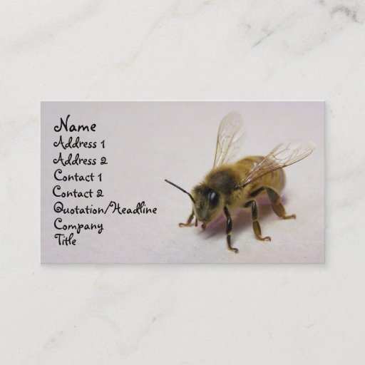 Customizable honey bee business card