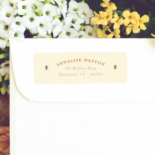 Honey Bee Butter Yellow Vintage Return Address Label