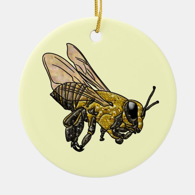 Honey Bee Ceramic Ornament (Front)