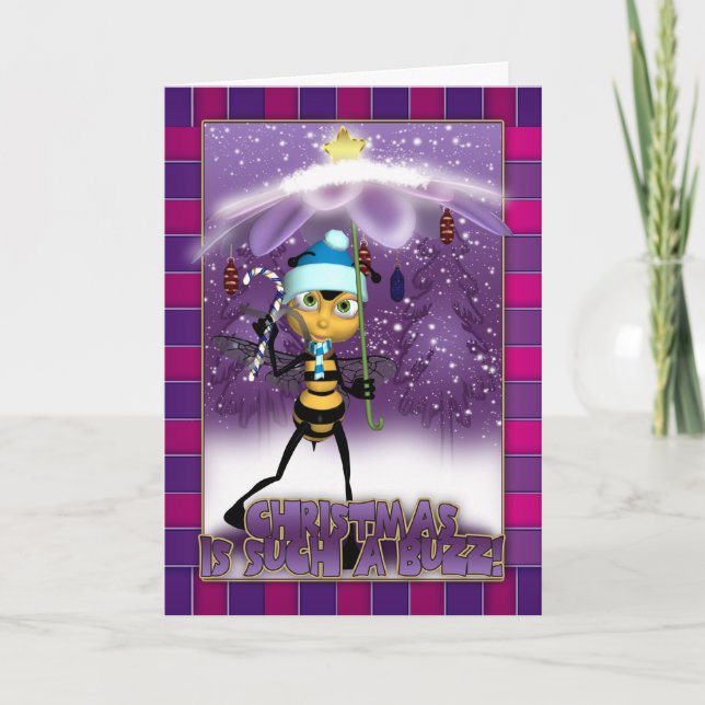 Honey Bee Christmas Card - Christmas Is Such A Buz (Front)
