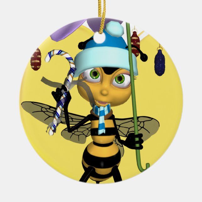 Honey Bee Christmas Ornament - Cute Honey Bee (Front)