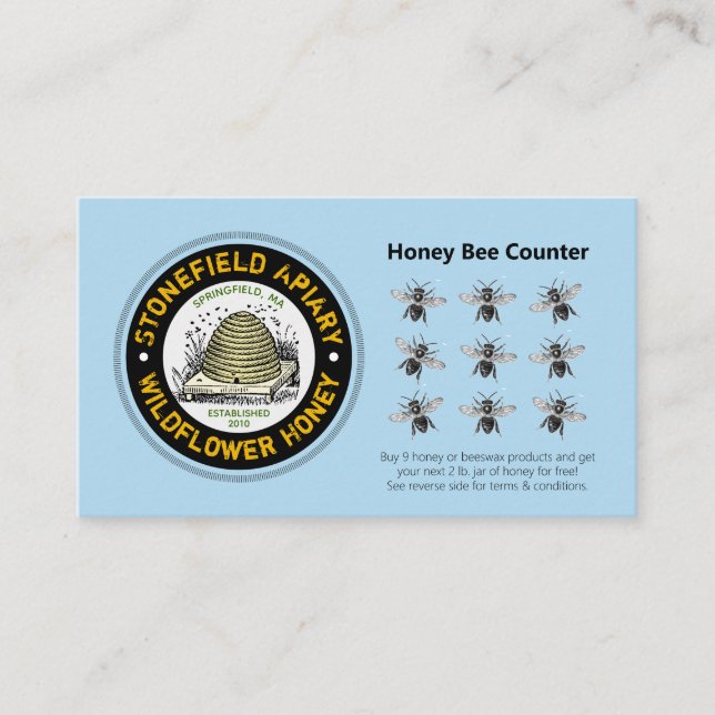 Honey Bee Counter Light Blue Loyalty Card (Front)