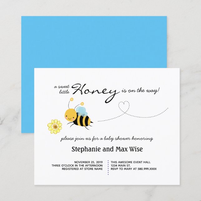 Honey Bee Couples Baby Shower Budget Invitation (Front/Back)