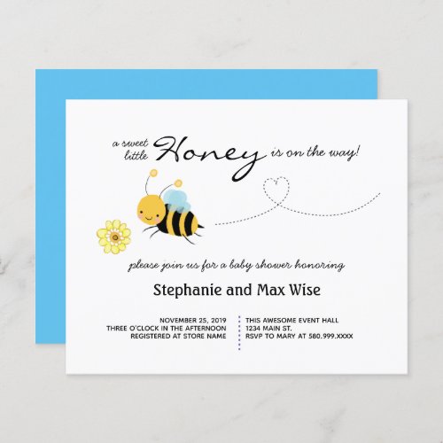Honey Bee Couples Baby Shower Budget Invitation