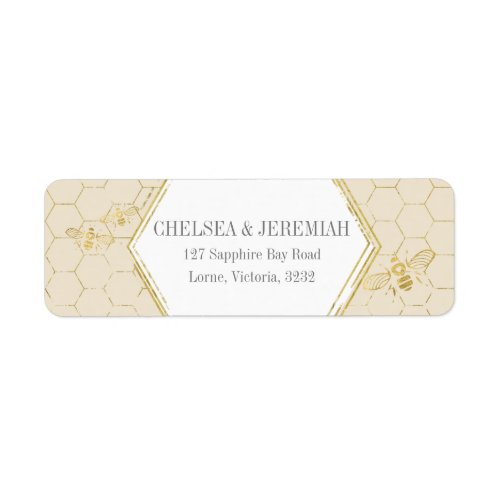 Honey Bee Cream Gold Custom Return Address Label