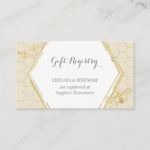 Honey Bee Cream Gold Gift Registry Card