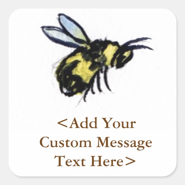Honey Bee Custom Insect Art Label Square Stickers (Front)