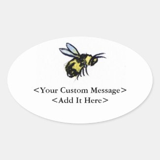 Honey Bee Customized Insect Art Oval Bug Stickers