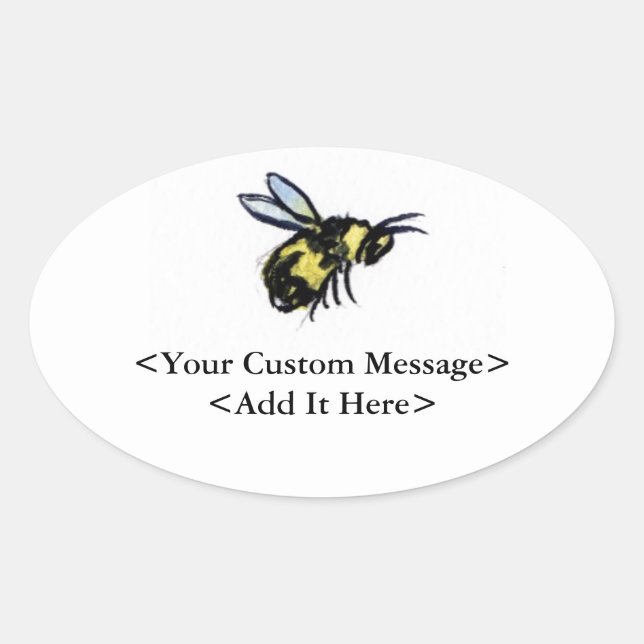 Honey Bee Customized Insect Art Oval Bug Stickers (Front)