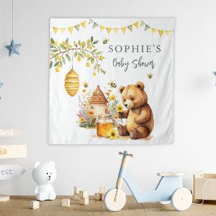Honey Bee Cute Pooh Bear Baby Shower Tapestry