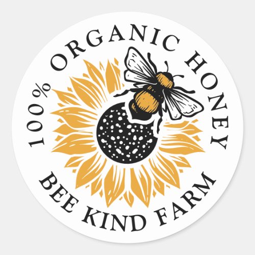 Honey Bee Cute Sunflower Organic Honey Jar Label